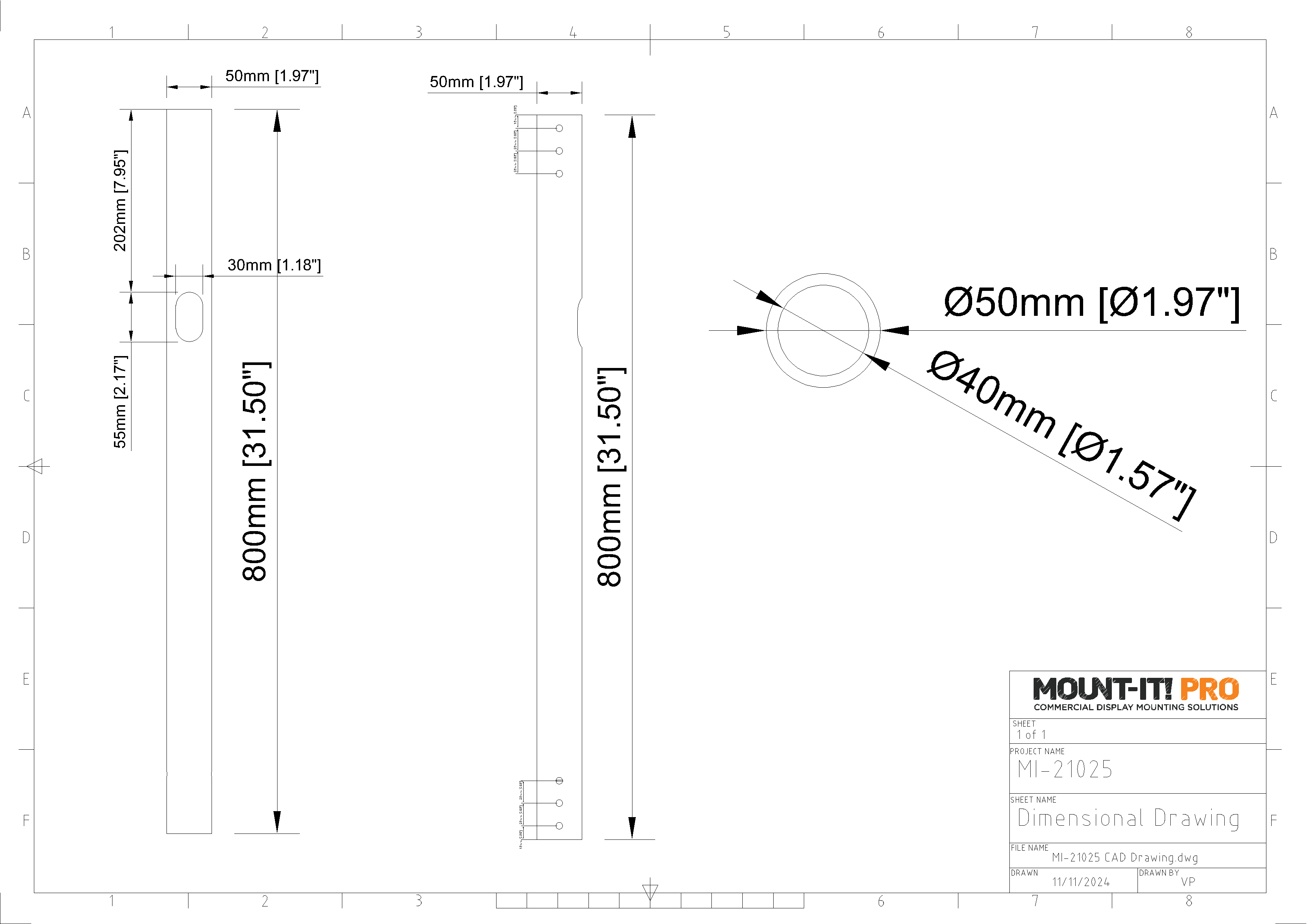 Extension Pole (800mm, 31.5")
