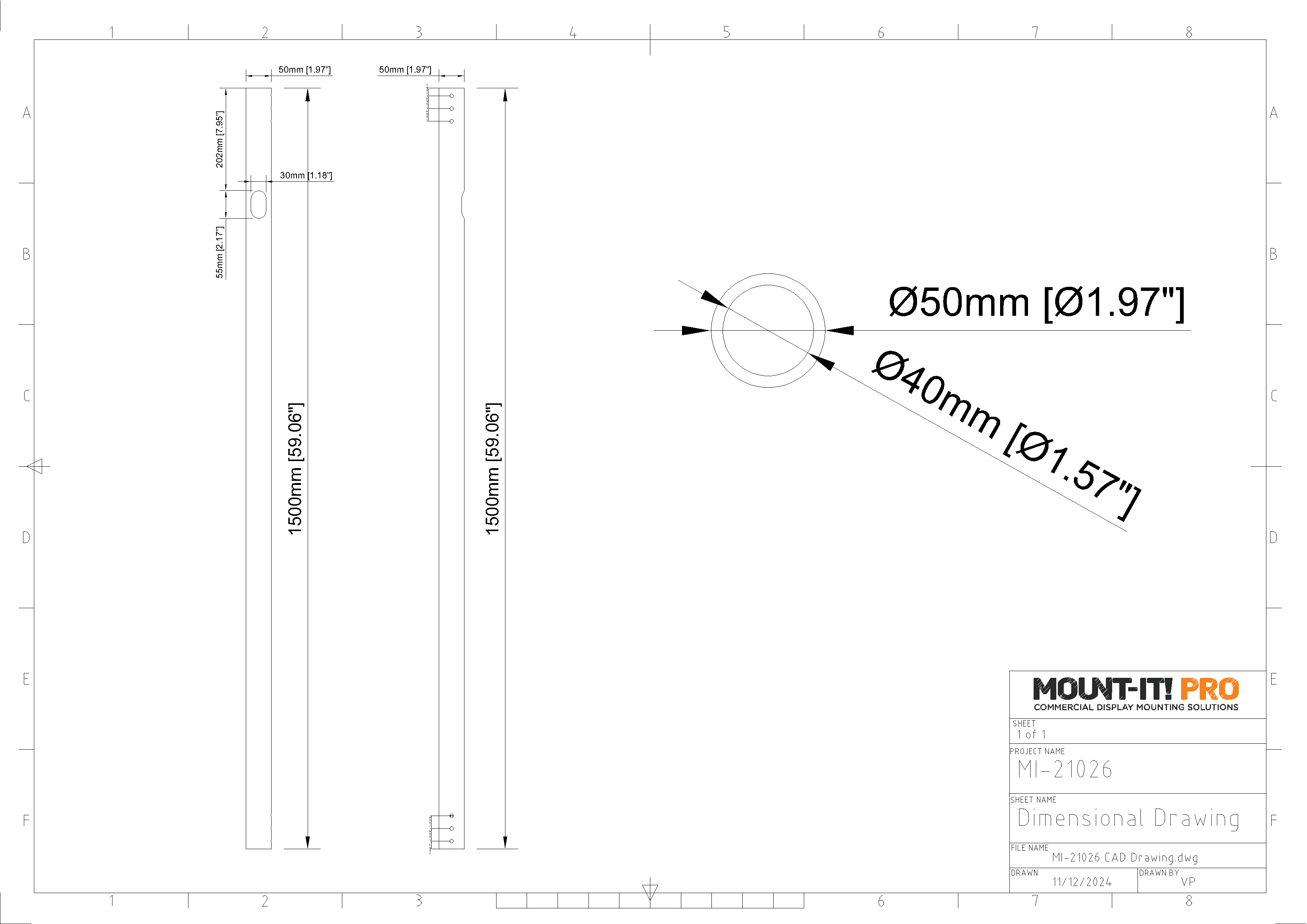 Extension Pole (1500mm, 59.1")