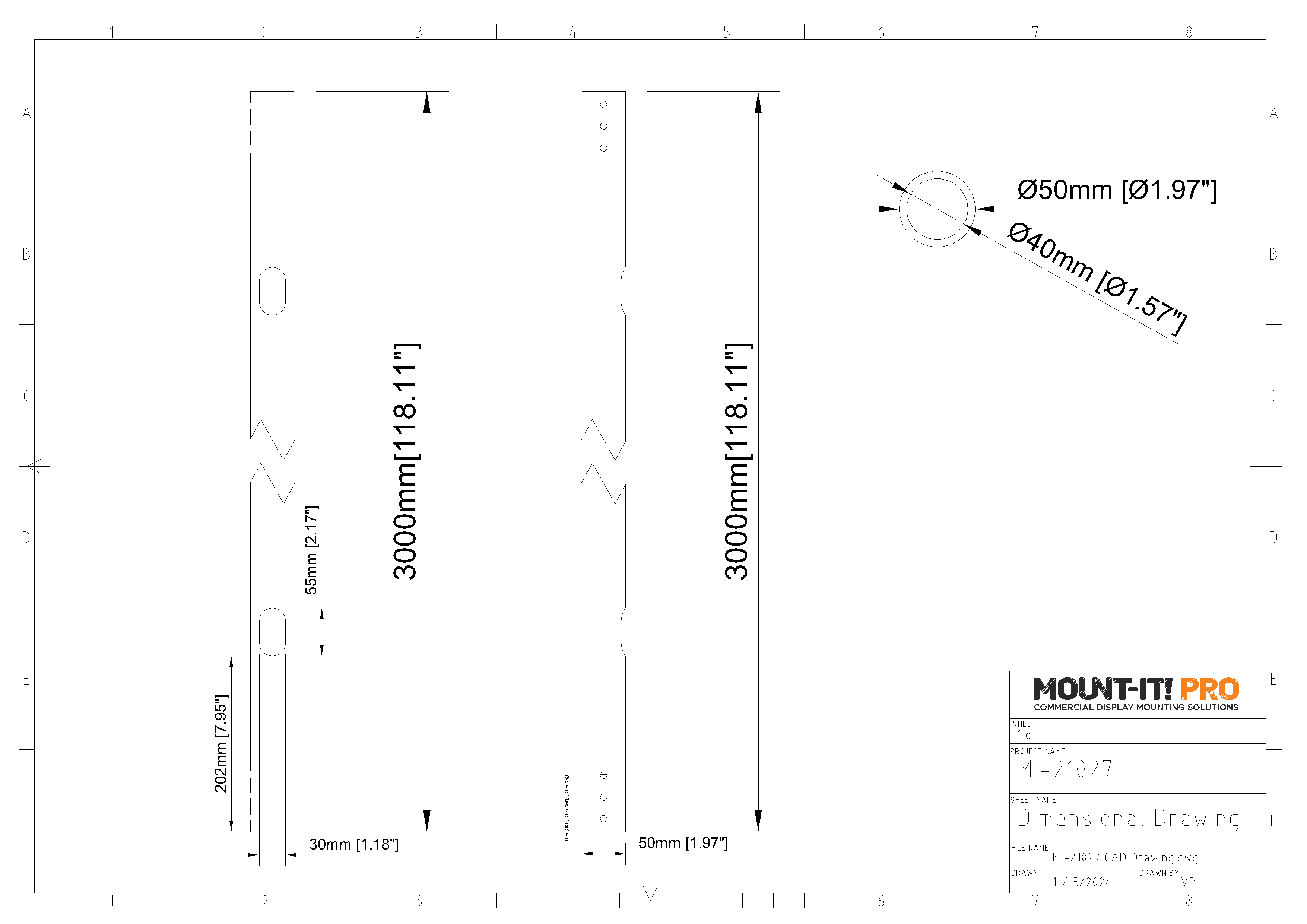 Extension Pole (3000mm, 118.1")