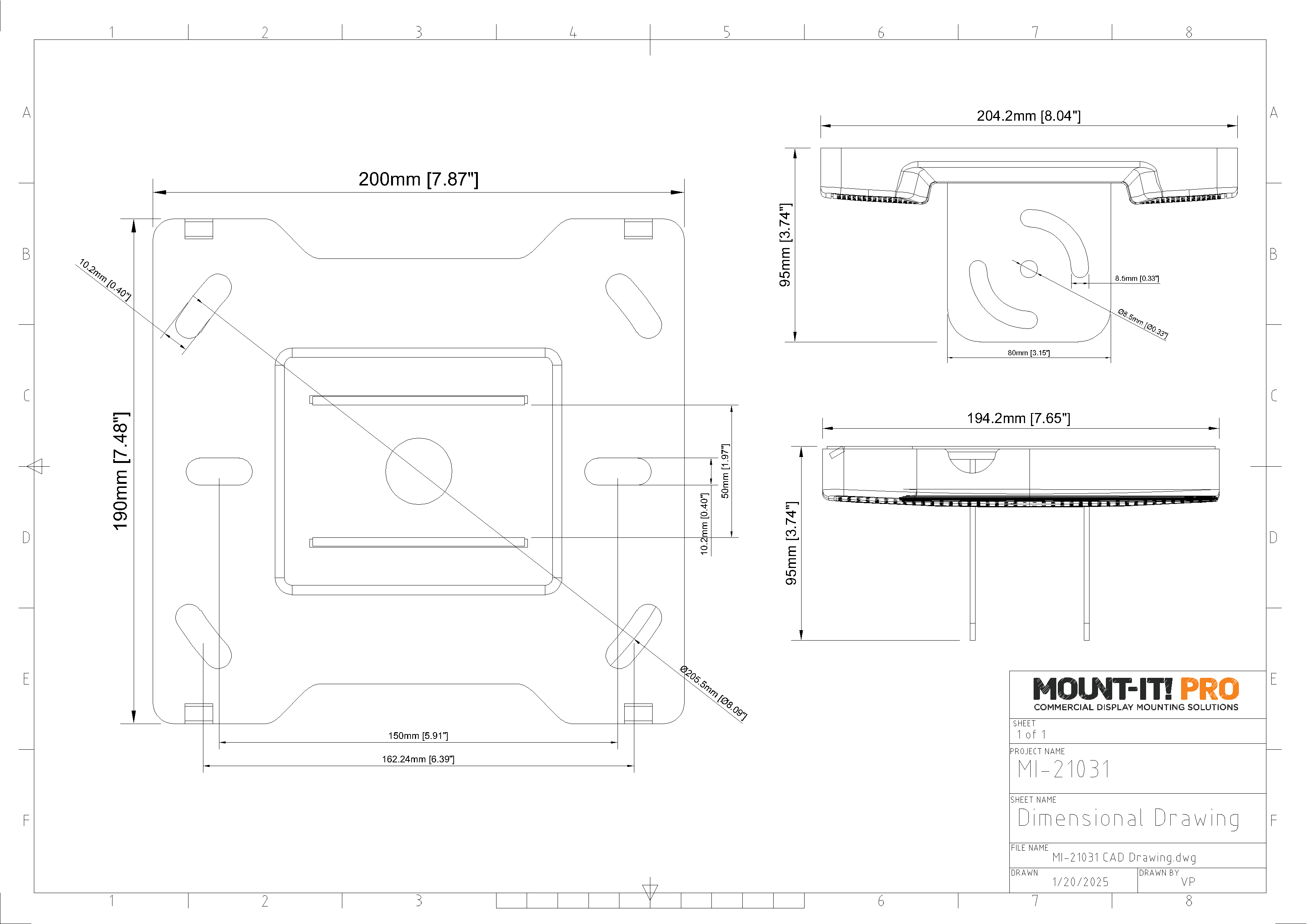 Ceiling Mounting Plate and Cover (2.5mm)