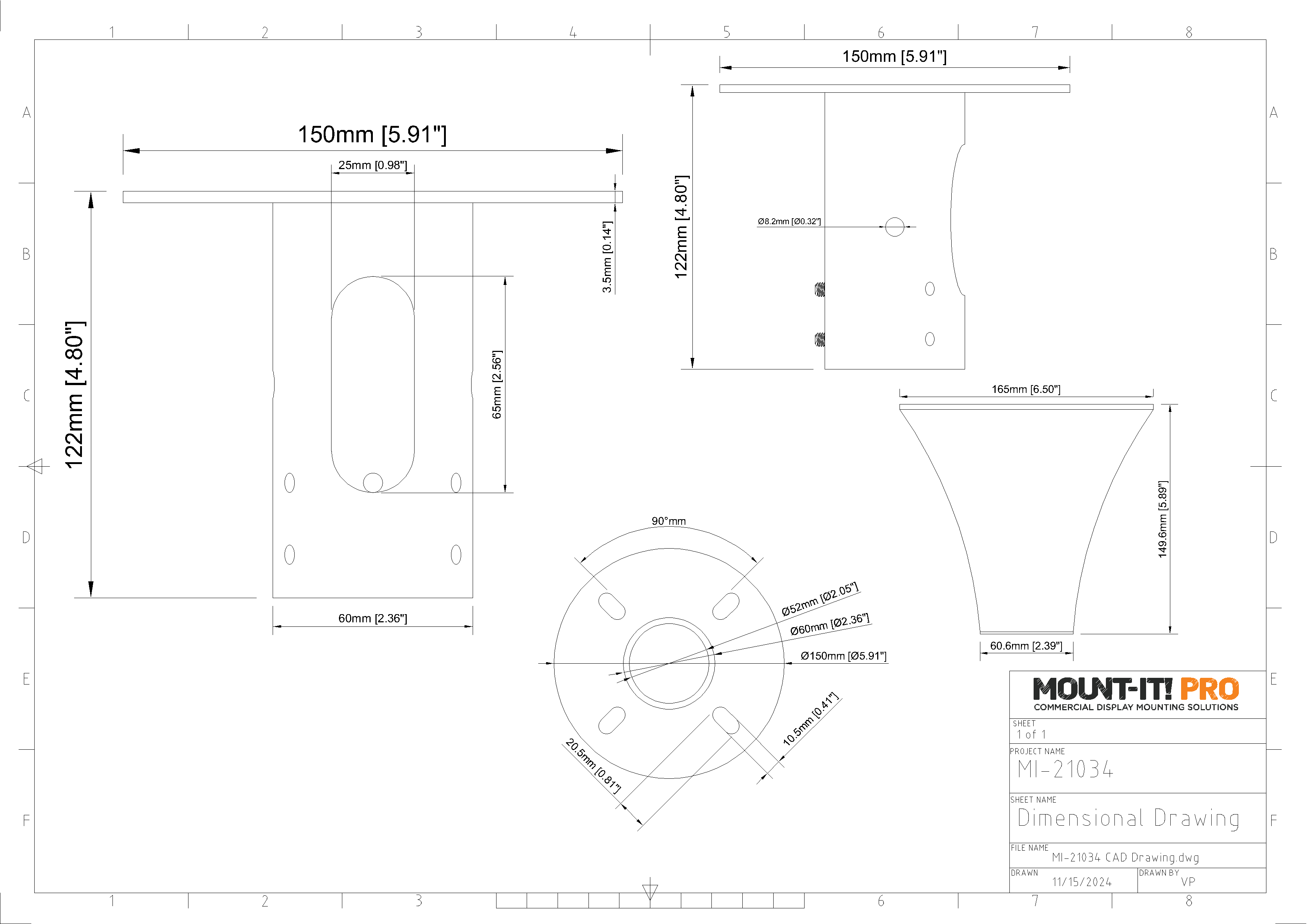 Floor-to-Ceiling Mounting Plate