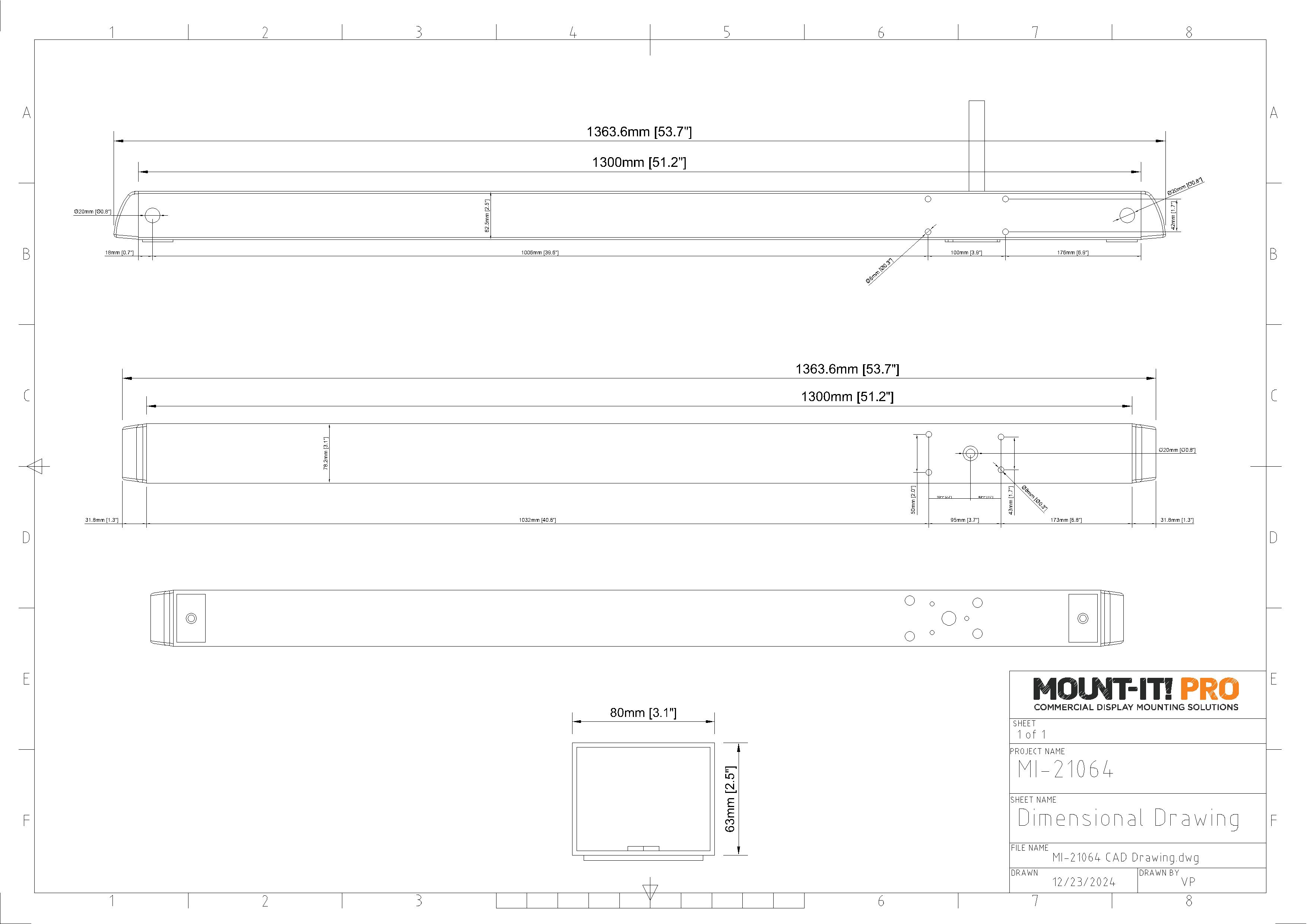 Leg for Vertical Pillar (1300mm, 51.2")