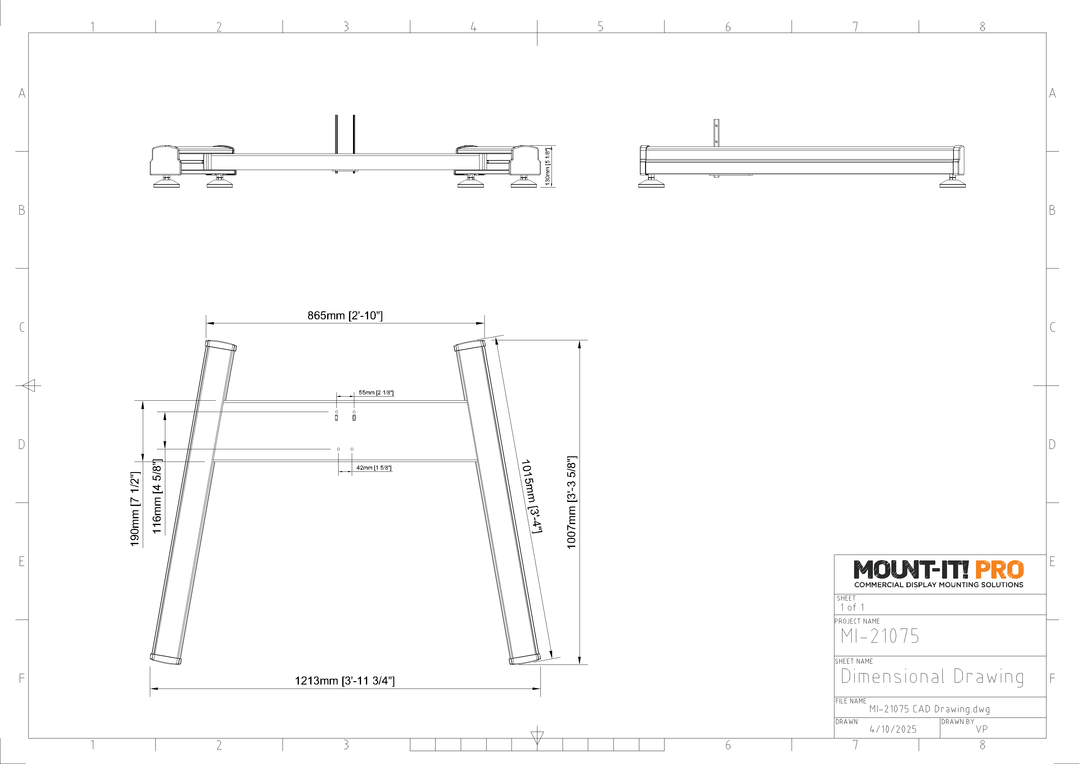 H-Style Base with Leveling Feet for Series 2