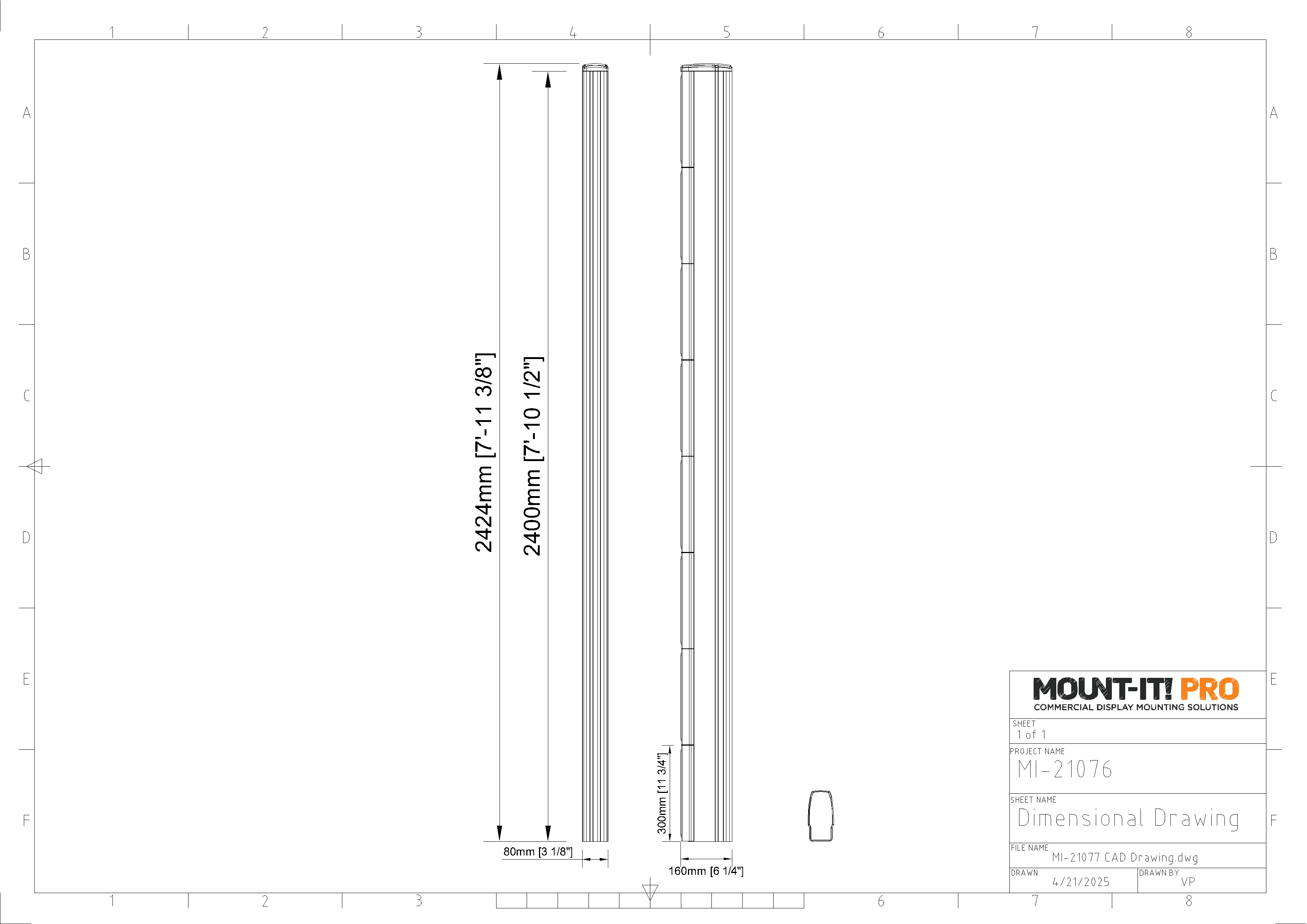 Upright Column for Series 2 (2400mm, 94.5")