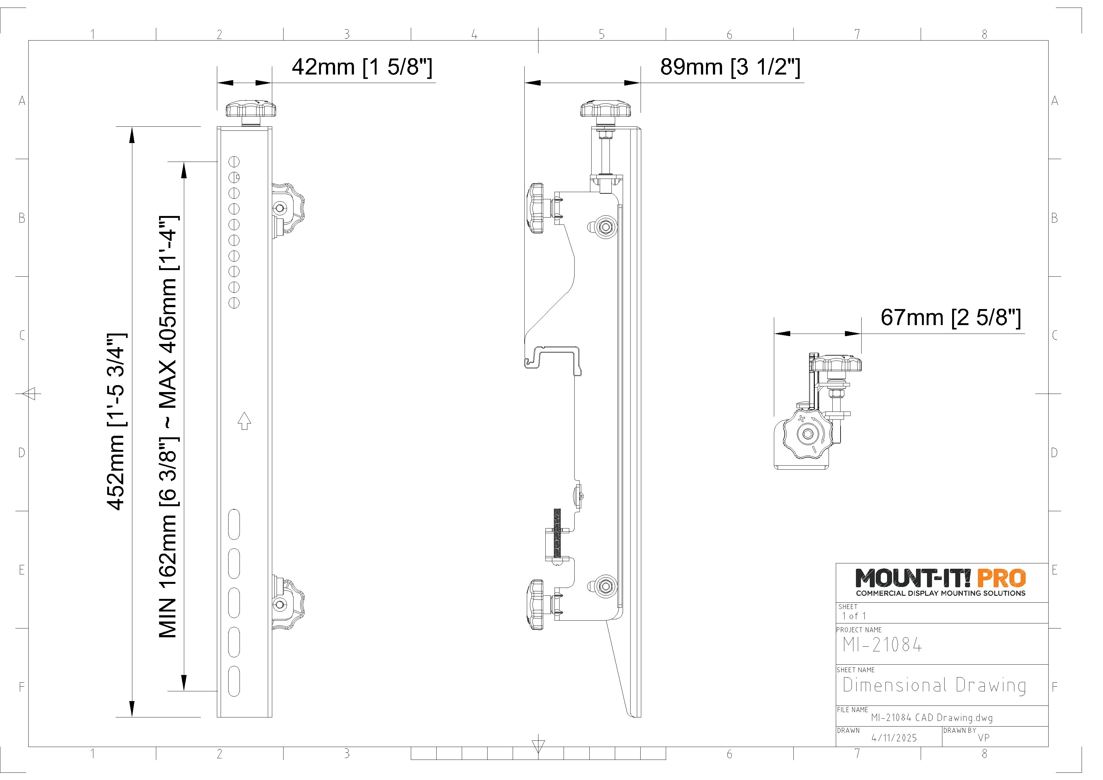 Micro-Adjustable Mounting Bracket for Series 2 - 400mm, 15.75” (2pcs/set)