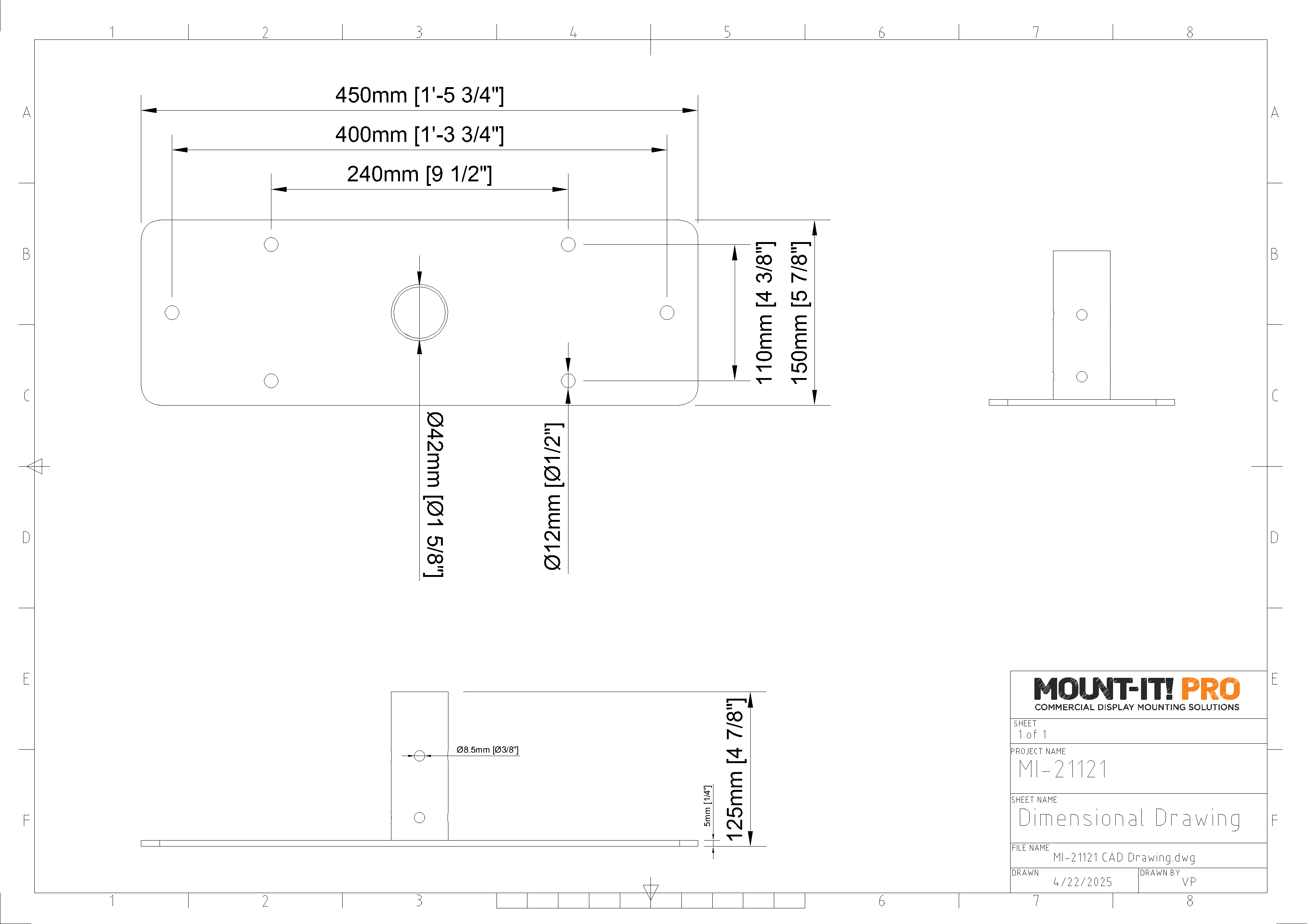 Bolt-Down Single-Pole Floor Plate