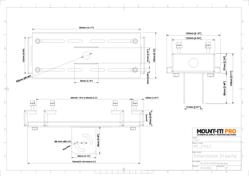 Medium I-Beam Ceiling Mount Plate For MI-20100 Series Ceiling Mounts