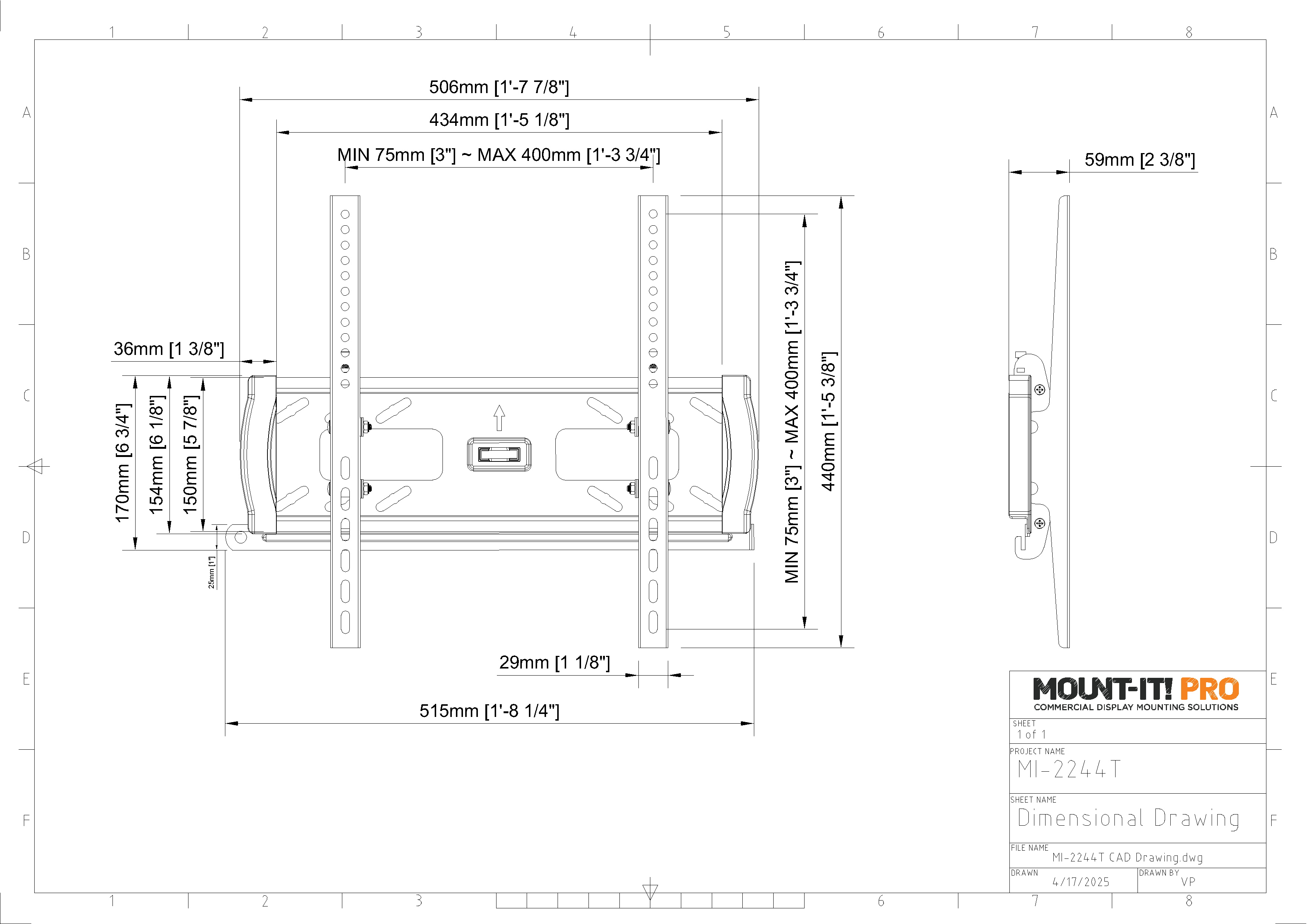 Anti-Theft Low-Profile Tilting Wall Mount