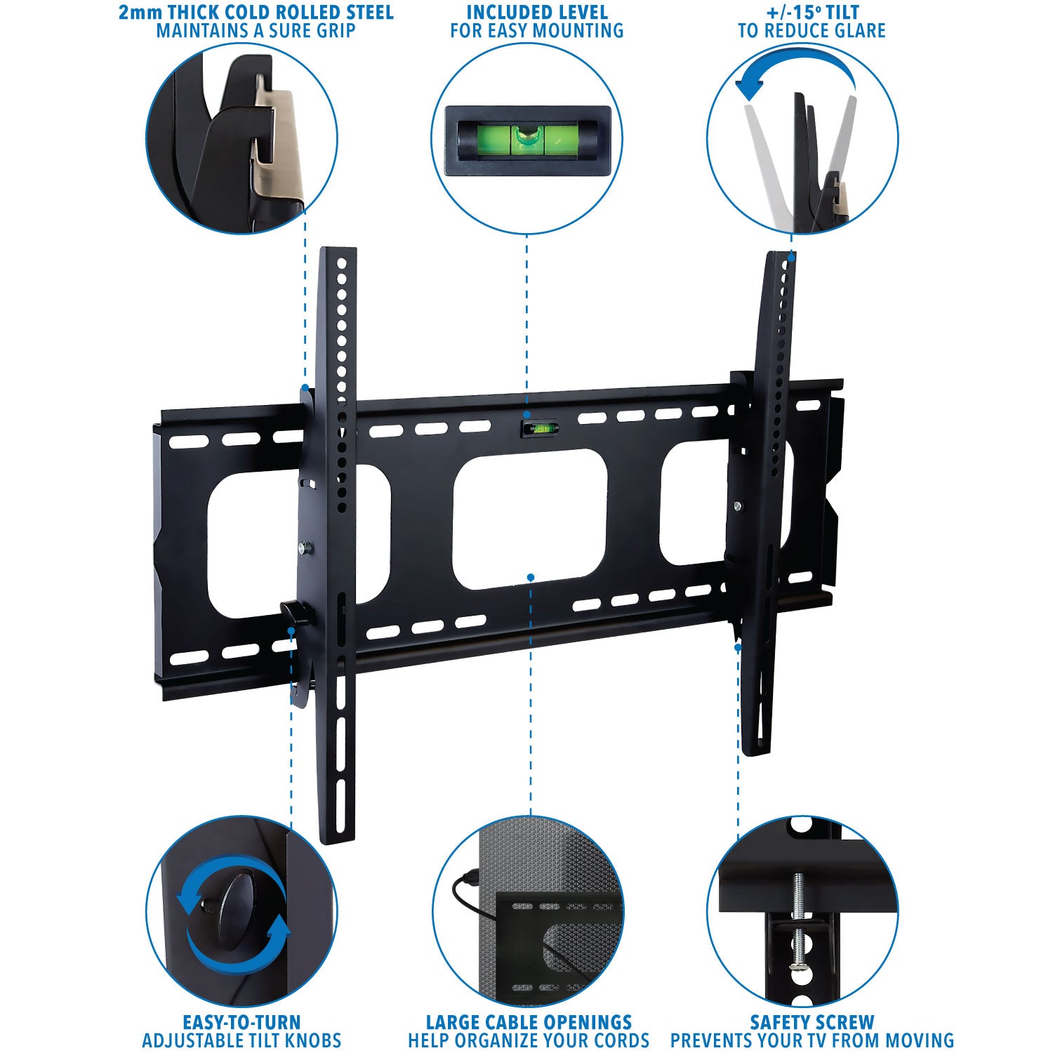 Low-Profile Tilting and Locking Wall Mount