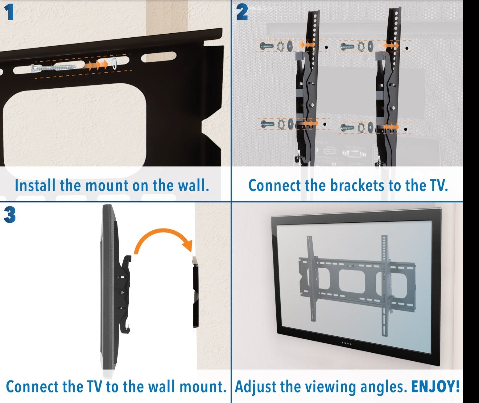 Low-Profile Tilting and Locking Wall Mount