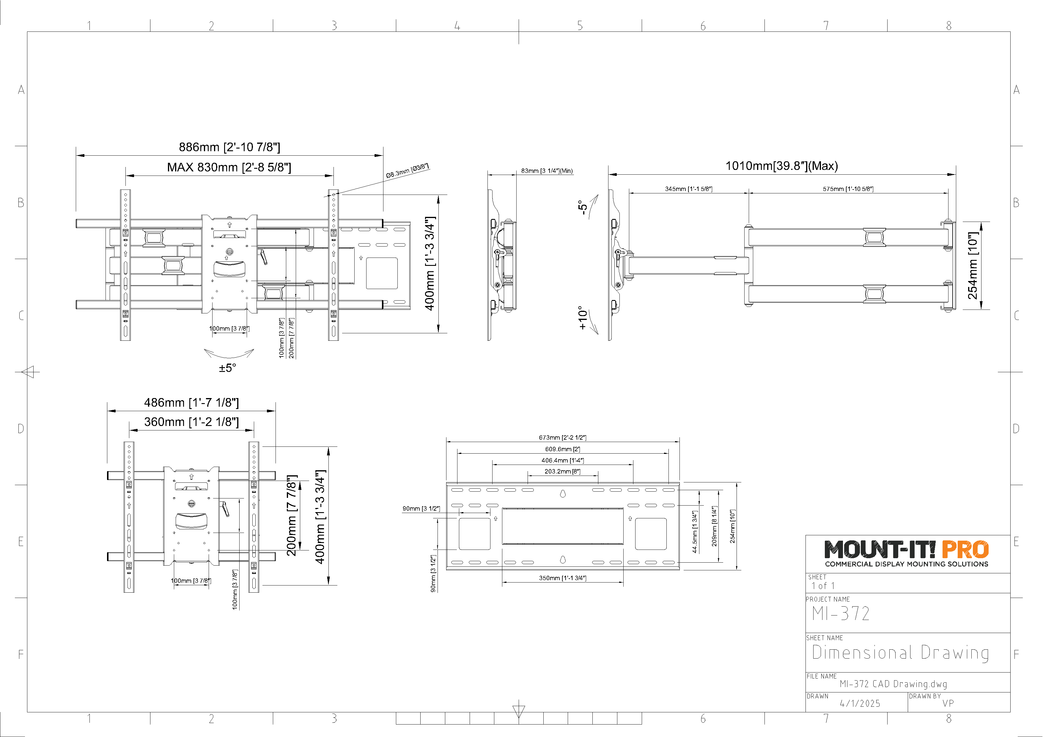 Articulating Wall Mount with Extra-Long Extension