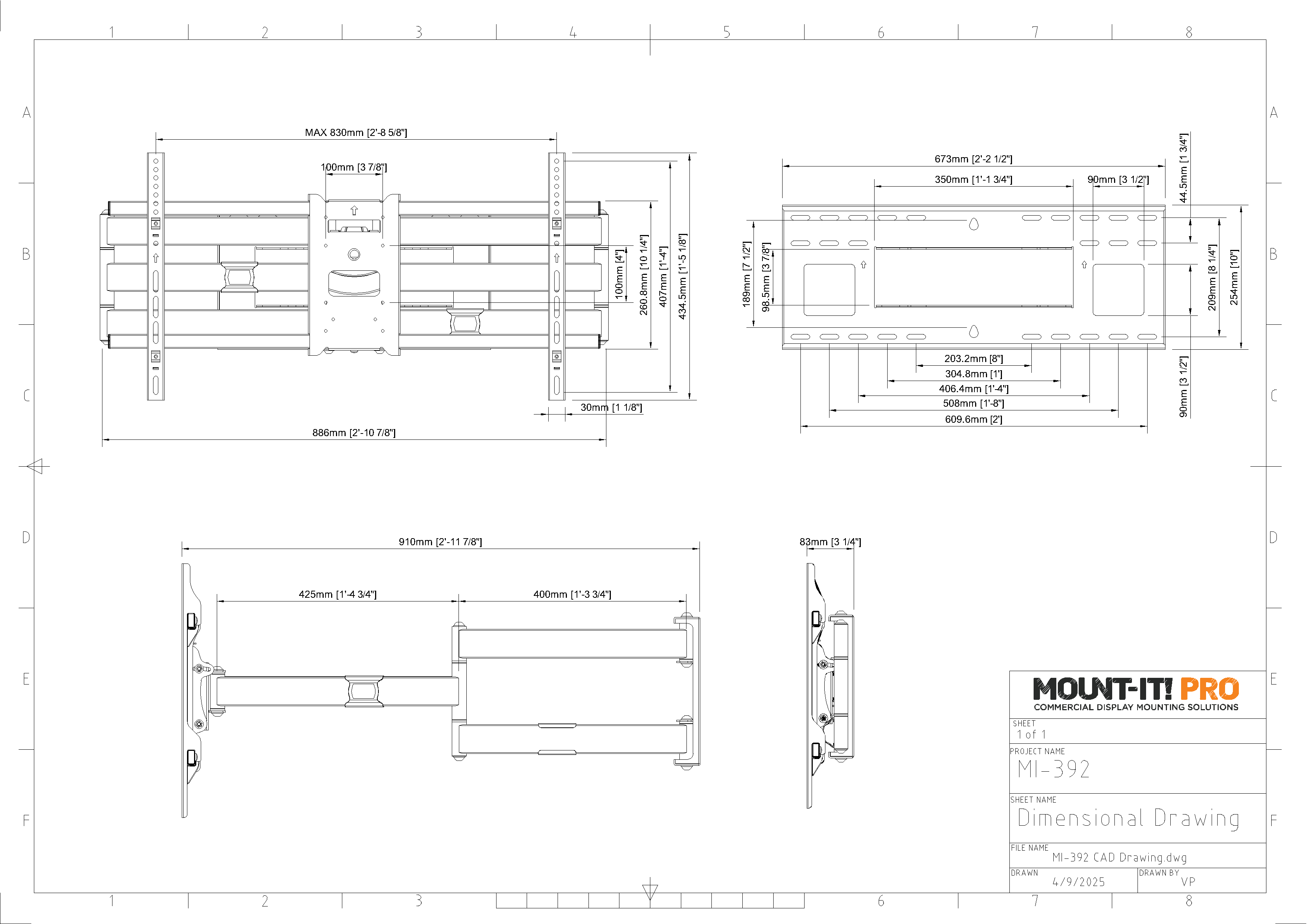 Heavy-Duty Dual-Arm Articulating Wall Mount with Long Extension