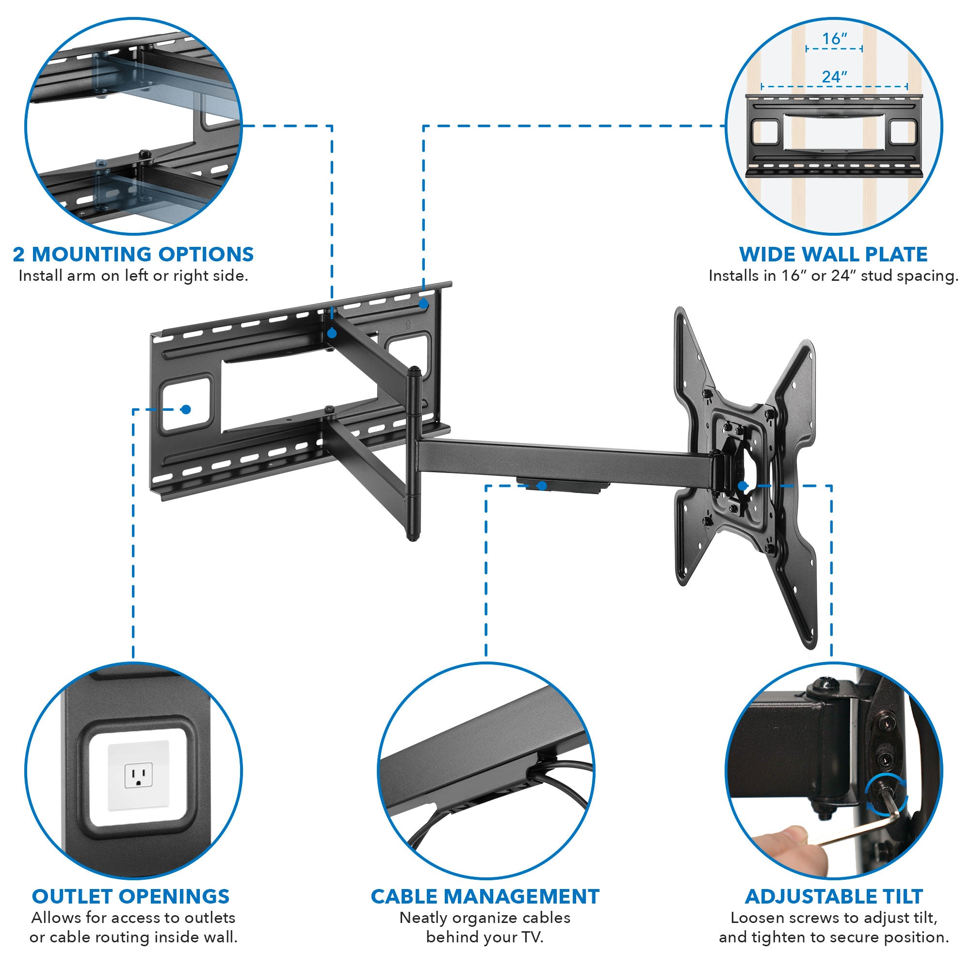 Articulating Wall Mount with 40-inch Extension