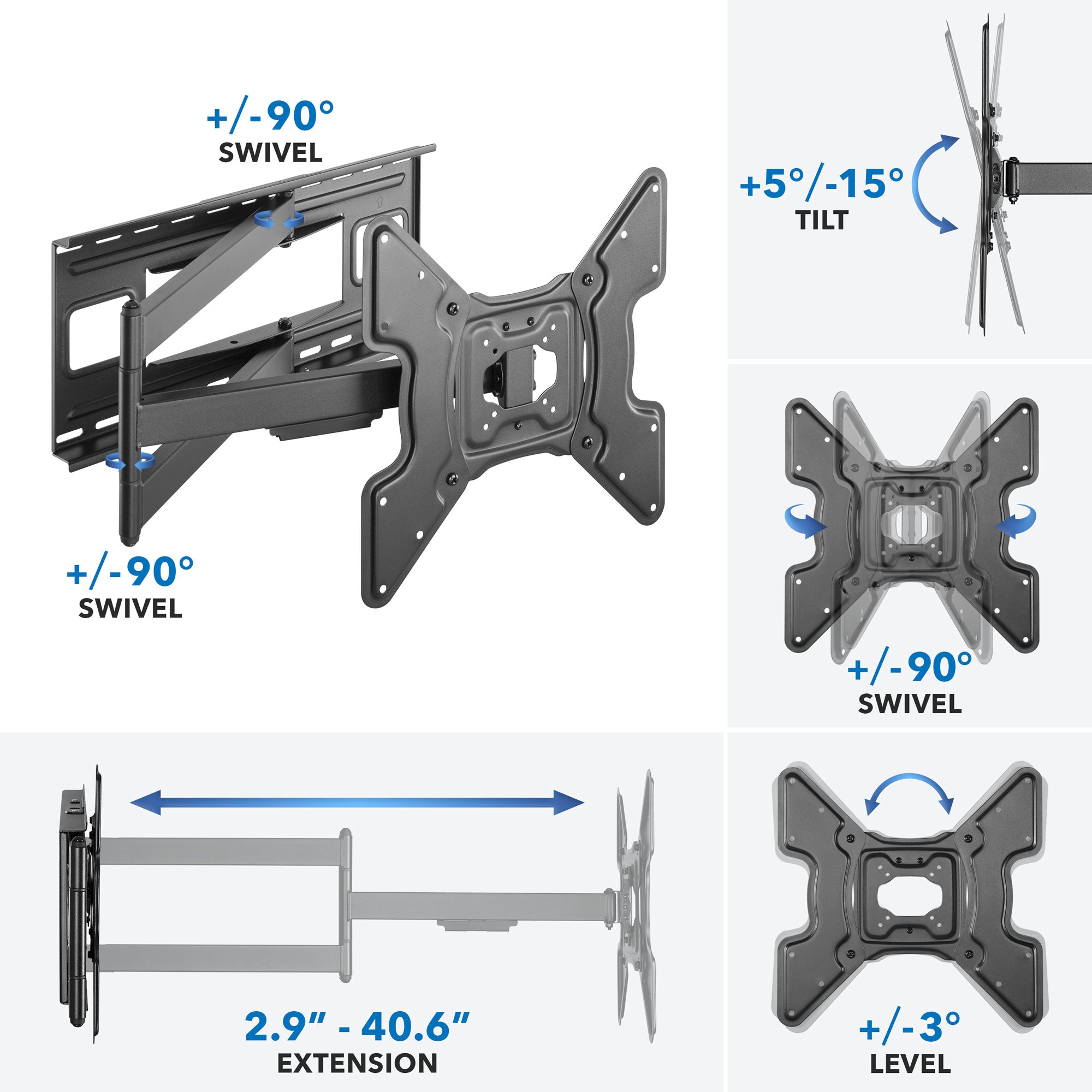 Articulating Wall Mount with 40-inch Extension