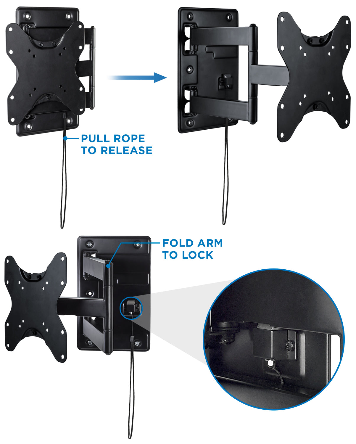 RV Lockable Articulating Wall Mount