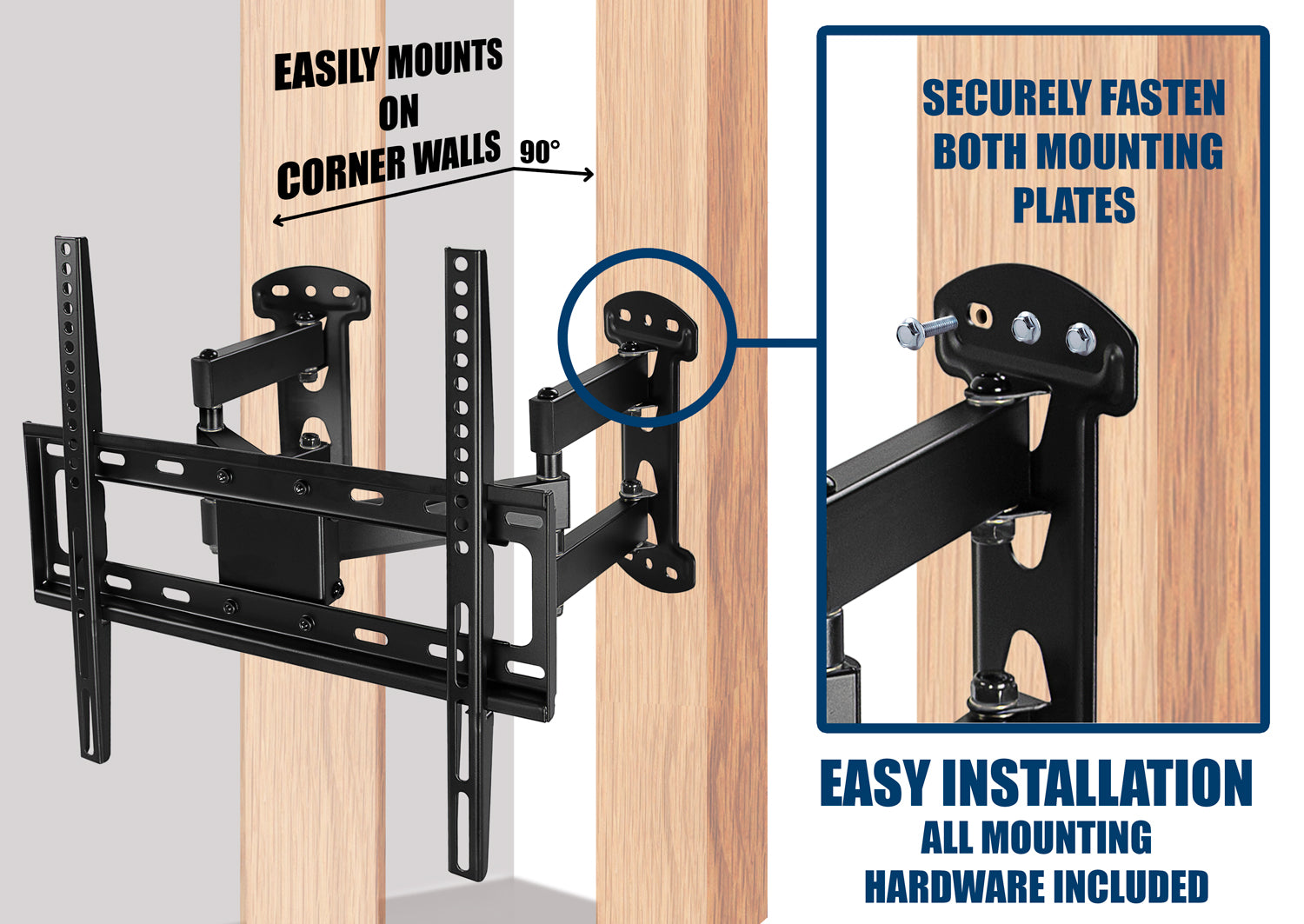 Articulating Dual-Arm Corner Mount