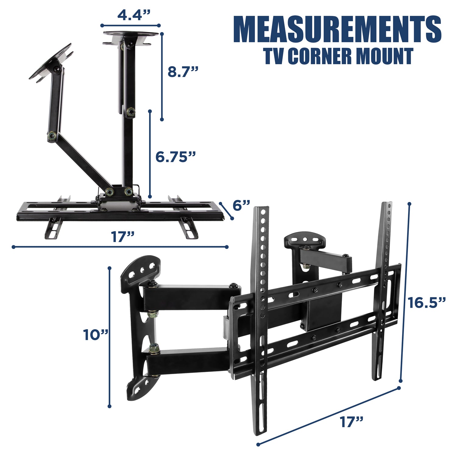 Articulating Dual-Arm Corner Mount