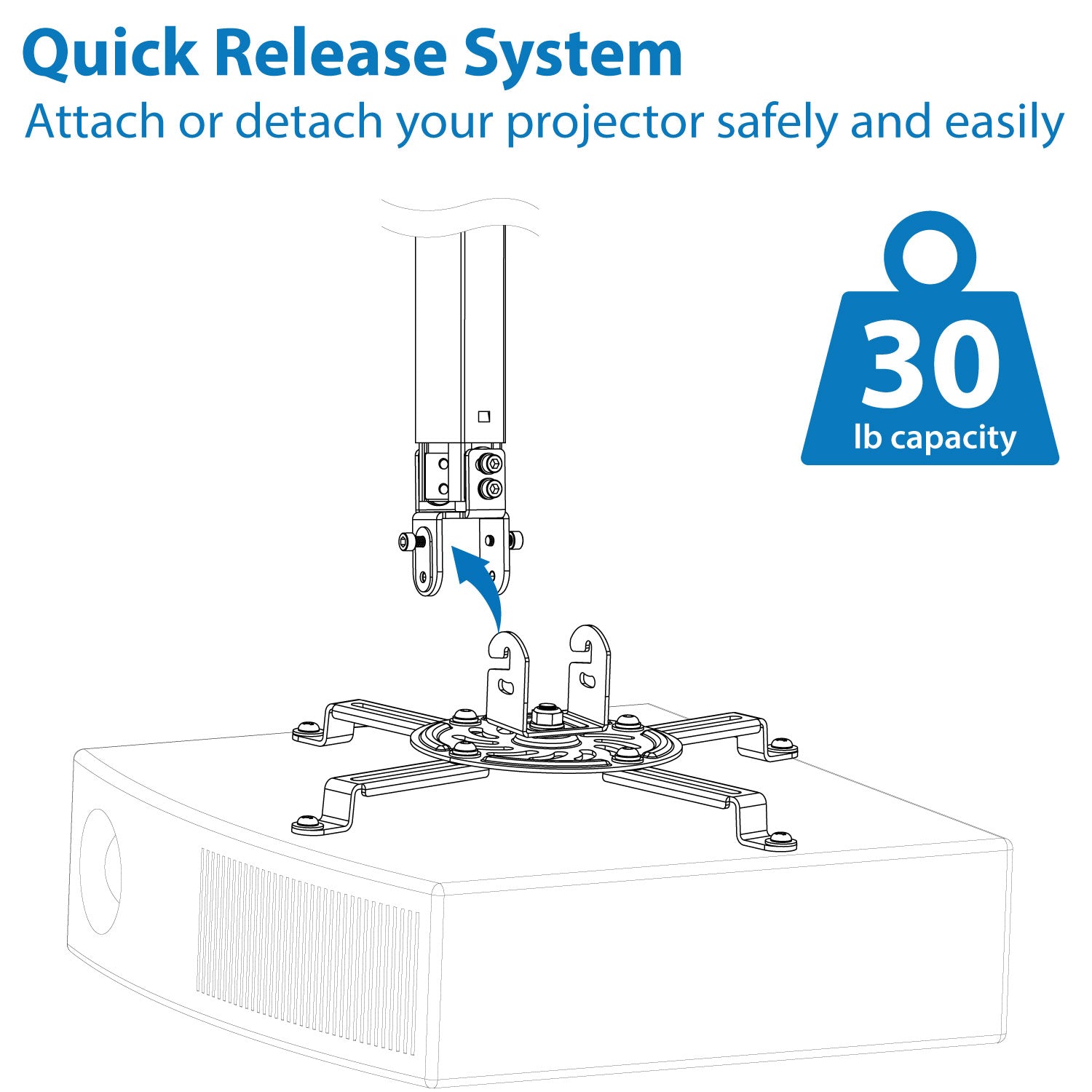 Light-Duty Extended Universal Projector Ceiling Mount - 15" to 22.8"
