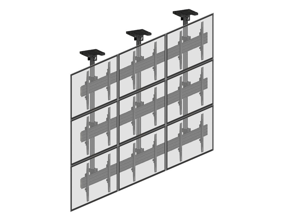 Nine-Screen Three-Pole Ceiling Mount with screens