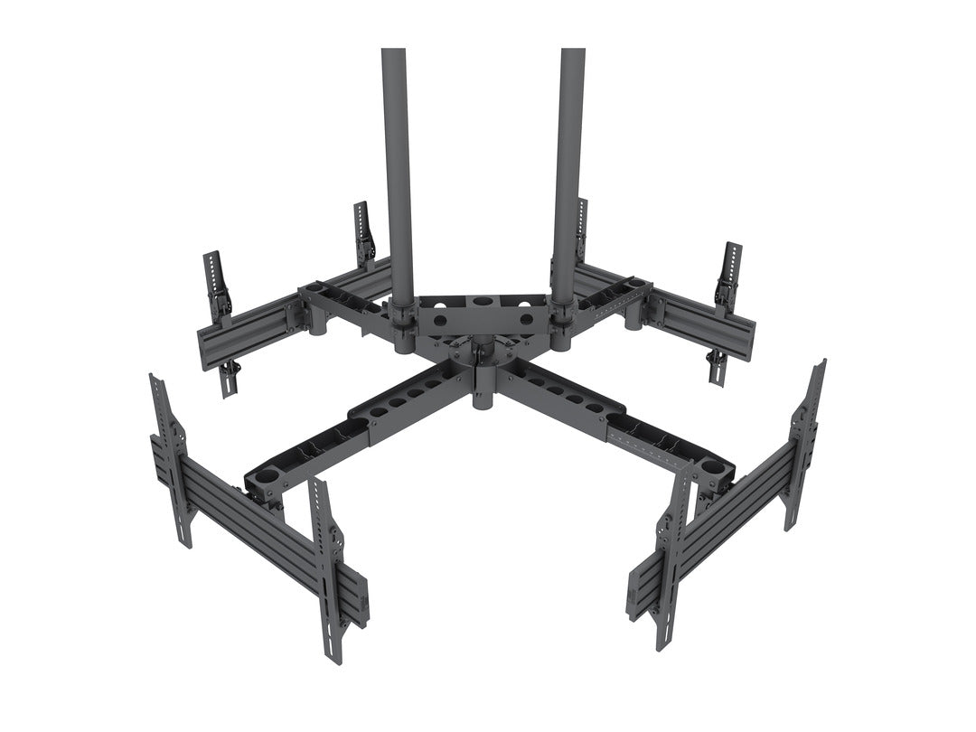 Heavy-Duty Quad-Screen Four-Side Dual-Pole Ceiling Mount
