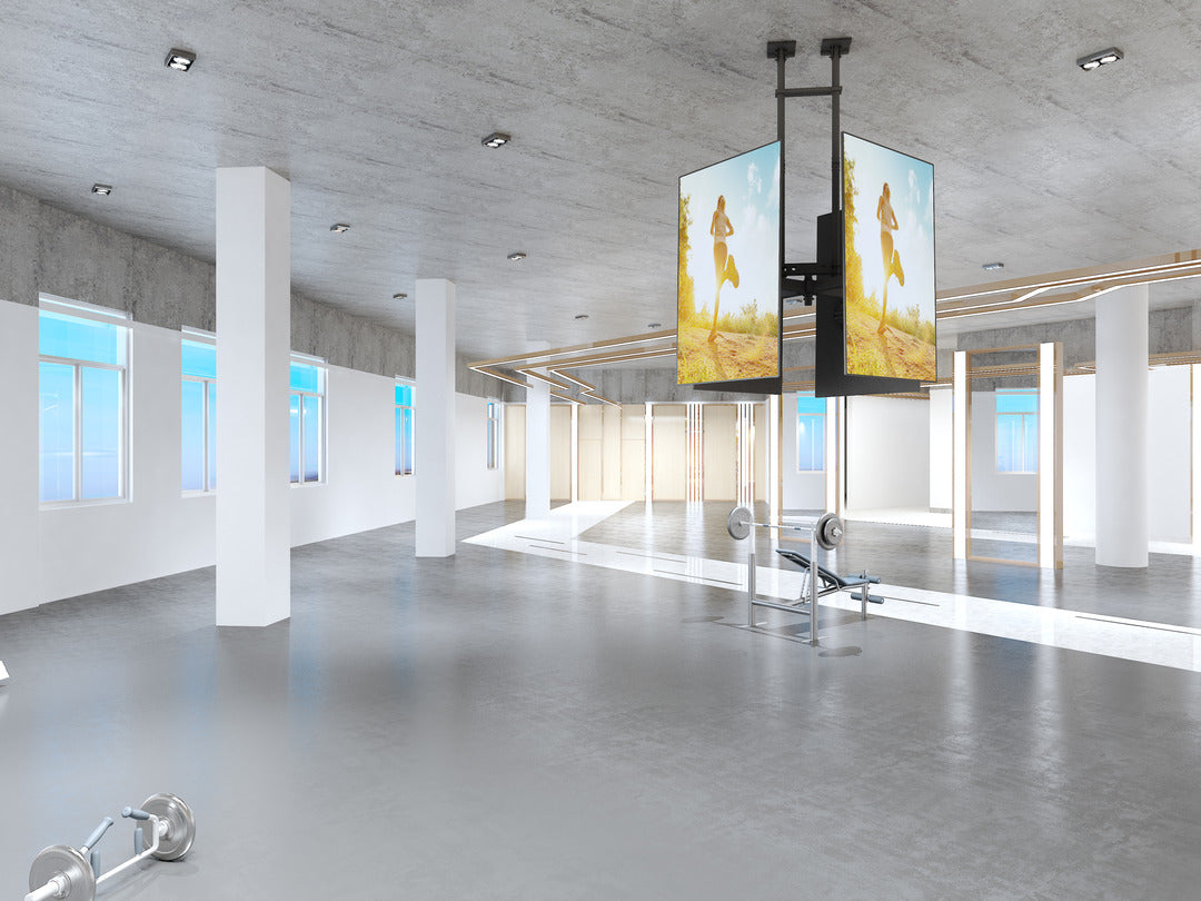 Heavy-Duty Quad-Screen Four-Side Dual-Pole Ceiling Mount