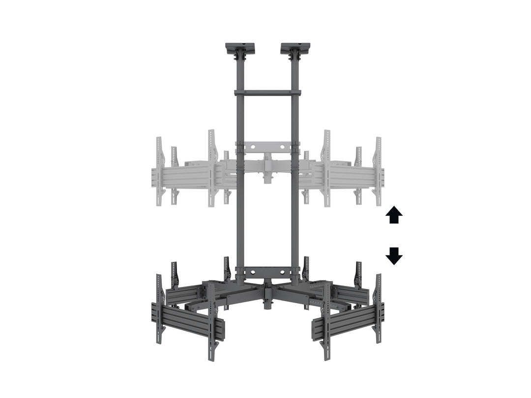 Heavy-Duty Quad-Screen Four-Side Dual-Pole Ceiling Mount