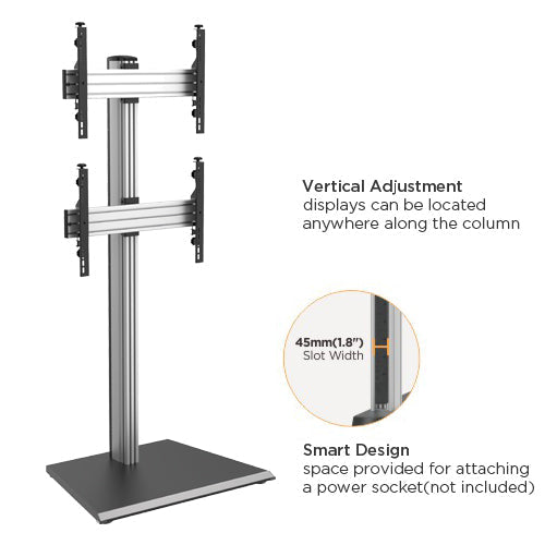 1x2 Dual-Display Stand with Large Flat Base