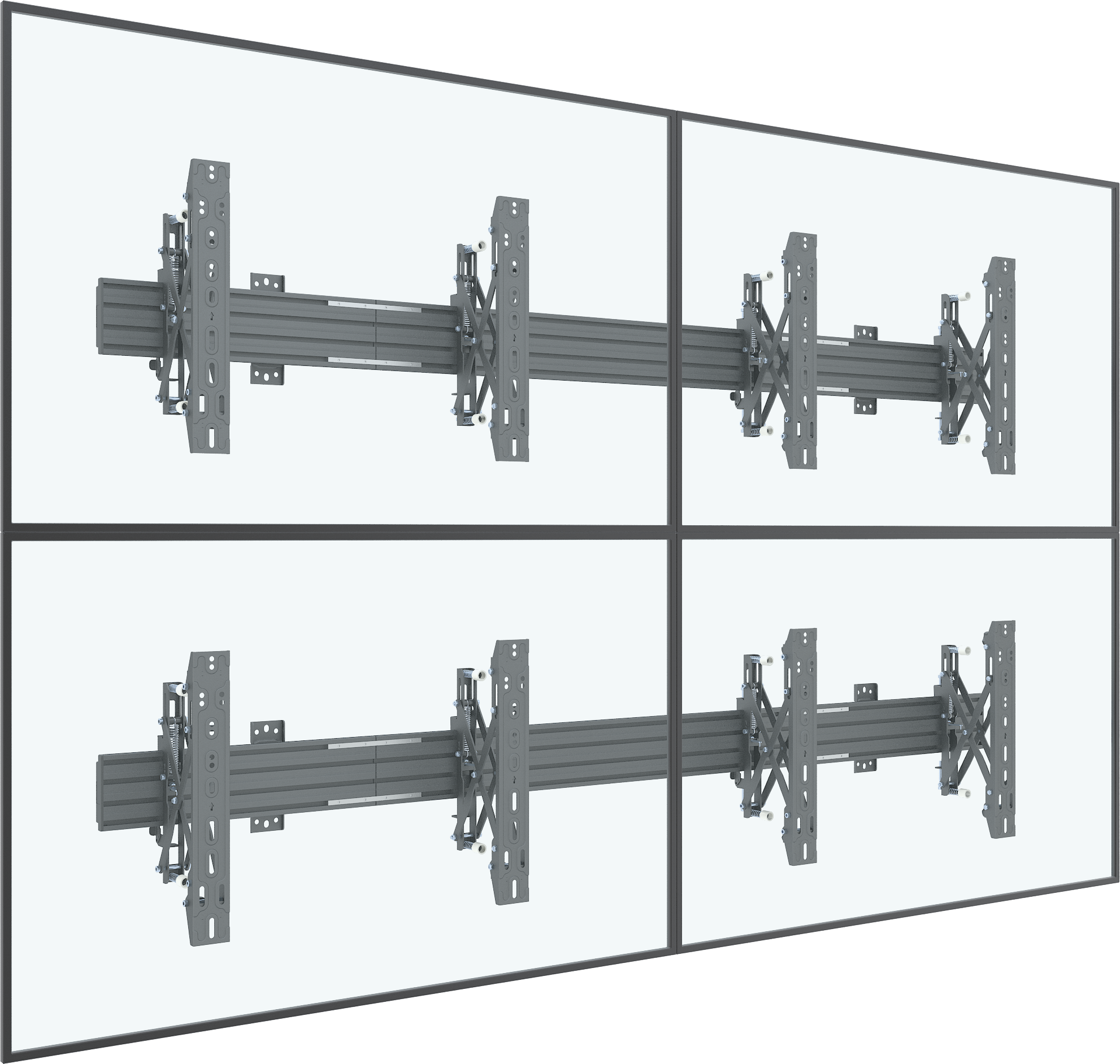 2x2 video wall mount with screens with push in pop out brackets