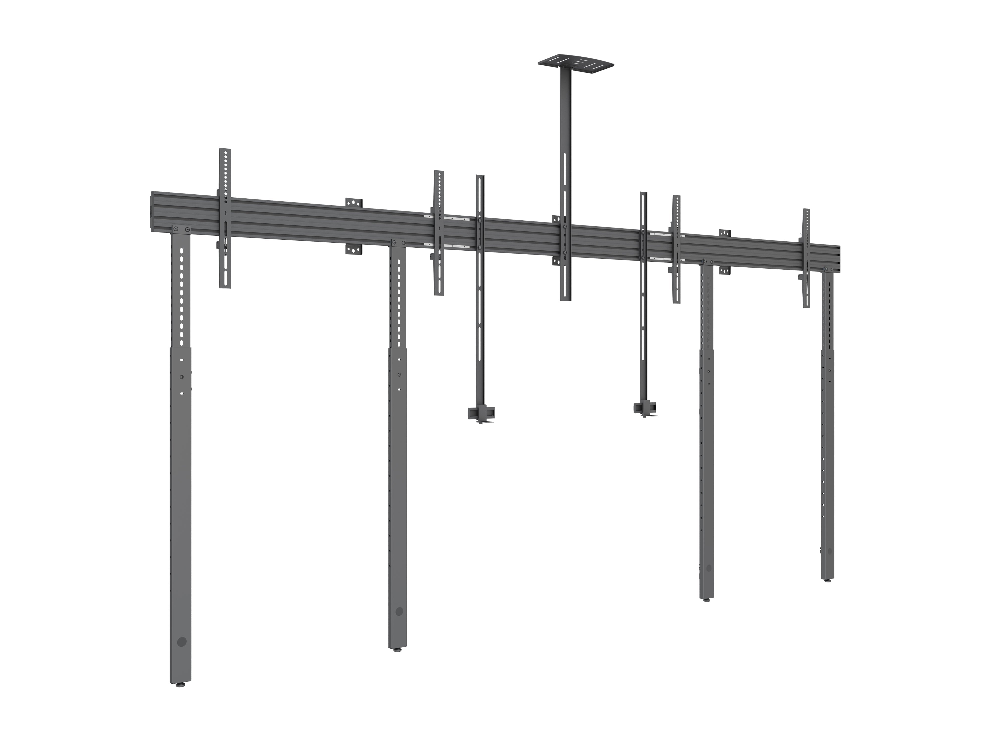 Dual-Screen Video Conference Mount System with Soundbar Mount and Camera Shelf (Up to 90” Screens)